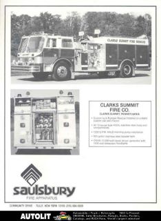 1980s Saulsbury Hahn Fire Truck Brochure Clarks Summit