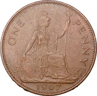One Penny UK 1967 Elizabeth II Coin