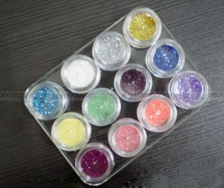 12 Color Nail Art Acrylic dust Powder UV GEL Nail Tips