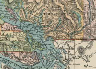 British Columbia, Canada Map Authentic 1899 (Dated) Cities