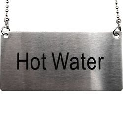 Stainless Steel Hanging Chain Hot Water Sign Label