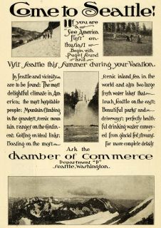 1907 Ad Chamber of Commerce Seattle City Washington Original