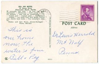 081612 Vintage Clearwater Beach FL Postcard Folks at Pool Sea Air