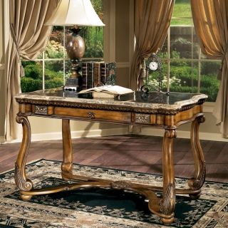 OLD WORLD TUSCAN STYLE DECOR WOOD & STONE WRITING DESK COMPUTER OFFICE