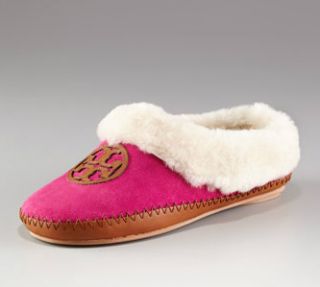 Tory Burch Coley Pink Suede Shearling Slipper Shoes Size 11 New NIB
