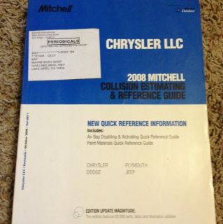 2008 Chrystler Mitchell Collision Estimating And Reference Guide