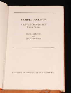 1970 Samuel Johnson Critical Studies Clifford Greene DJ