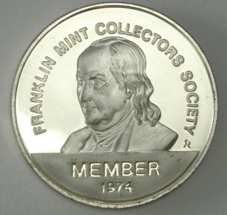 1974 Franklin Mint Collectors Society Member Silver Coin .21oz ASW