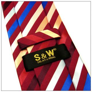 Q30 Stripes Red Multi colored Mens Neckties Ties 100% Silk Jacquard