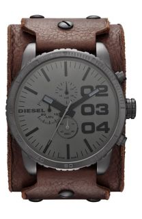 DIESEL® Franchise Leather Cuff Watch