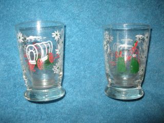 Conestoga Wagon Theme Design Vintage Collectible Drinking Glasses Pair