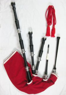 SI Rosewood Highland Bagpipe Set Black Colored