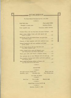 single page 2 sided luncheon menu from the commodore hotel in new