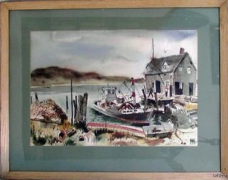Robert Conlan Original Watercolor 1960 Coastal Landscape Listed Artist