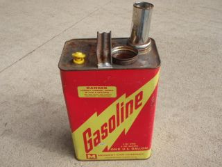 Vintage 1 gallon Midwest Can Company Gasoline gas Can Vented