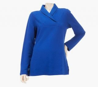 Susan Graver Brushed French Terry Tunic with V neck Collar Detail 