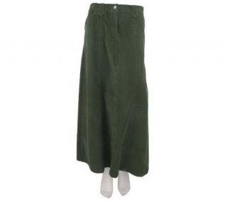 Denim & Co. Stretch Corduroy Gored Skirt w/Seam Detail —