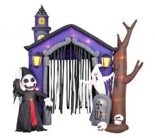 10 Airblown Inflatable Haunted House w/Light Show and Reaper