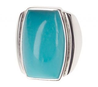 Sterling Turquoise Elongated Cushion Ring —