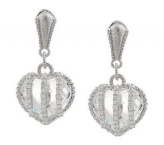 Judith Ripka Sterling Elegan 15.0cttw Crystal Quartz Heart Earrings 