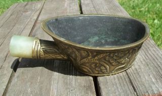  Time Working Chinese Silk and Fabric Iron Coal Pot Jade Handle