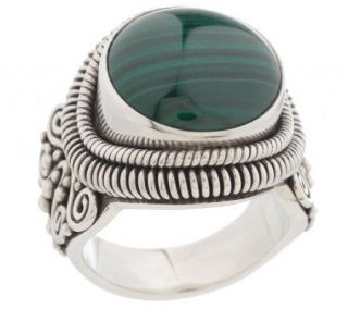 Suarti Artisan Crafted Sterling Round Malachite Ring —