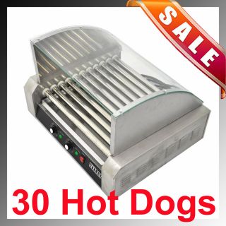  Hot Dog 11 Roller Grill Cooker w Glass Hood Concession Vending
