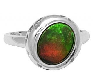 Oval Ammolite Ring, Sterling Silver —