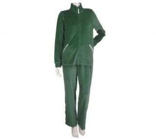 Sport Savvy Velour Jacket and Pants Set with Floral Ribbon Trim