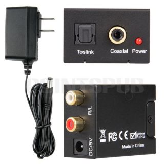 Digital Coaxial Toslink to Analog L/R Audio Converter + Adapter