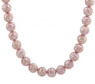 Ross Simons 17 Sterling Mosaic Pink Abalone Shell Necklace —