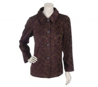 Boyne Valley Weavers Jacquard Button Front Swing Jacket —