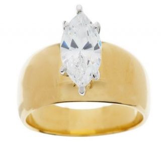 Diamonique Sterling or 14K Gold Clad 2 ct Marquise Wide Band Ring 