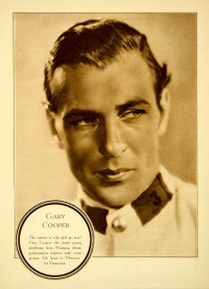 1930 Rotogravure Gary Cooper Morocco Paramount Portrait Actor Famous
