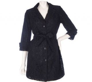 Janie Bryant MOD Lace Trench Coat with Self Belt —