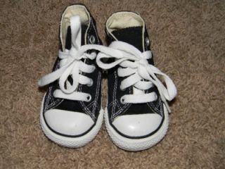 Converse Infant Toddler Boys Size 3 Black High Top Tennis Shoes No