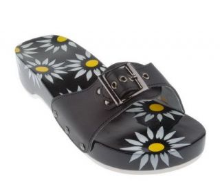 Footzies Leather Slip on Sandals with Printed Soles —
