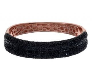 13.50 ct tw Black Spinel Concave Design Sterling Bangle Bracelet