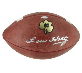 Lou Holtz Notre Dame Game Model Football w/ Gold Shamrock —