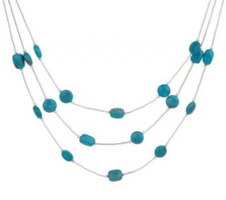 Sterling Liquid Silver and Turquoise Beaded Layered 18 Necklace