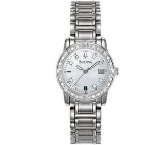 Bulova Ladies 24 Diamond Case & Bracelet Watchw/White Dial —