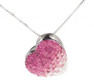   Taylor Sterling Pink Crystal Heart Pendant w/18 Box Chain —