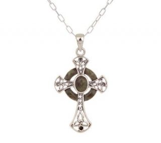   Marble Sterling Silver Celtic Cross Pendant with 18 Chain —