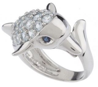 Sterling 1.40 ct tw Aquamarine and Sapphire Dolphin Ring —