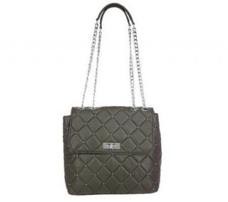 Isaac Mizrahi Live! Quilted Leather Crossbody Bag with Chain