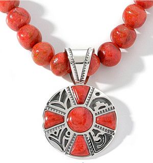  Coral Sterling Silver Pendant and 18 1 4 Bead Necklace $139