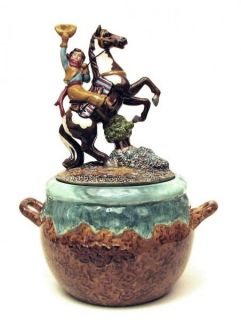 Cowgirl on Horse Cookie Jar Western Decor Kitchen Canister Ceramic New