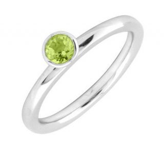 Simply Stacks Sterling 4mm Round Peridot Sol. Stackable Ring