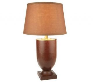Kenneth Brown Faux Leather 23 Table Lamp w/ Fabric Shade —
