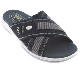 Ryka Lightweight Fabric & Mesh Cross Strap Slides —